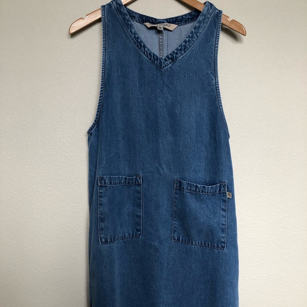 Casual Blue Denim Sleeveless Shift Dress